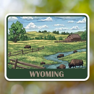 Wyoming Sticker, Wyoming Decal, for Laptop Car, Book, Water Bottle, Helmet, Travel Bag, ...