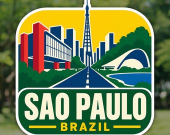 Sao Paulo Sticker, Paulista Avenue Brazil Travel Decal, Waterproof Vinyl Laptop and Water Bottle Sticker, Souvenir Gift for Travelers