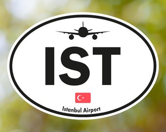 Adesivo IST Istambul Oval Vintage, Adesivo de Bagagem do Aeroporto da Turquia à Prova D'água para Mala, Carro, Livro, Garrafa de Água, Capacete, Caixa de Ferramentas