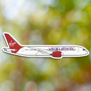 Boeing 787 Sticker, Virgin Atlantic Airplane Sticker Waterproof for Suitcase, Car, Book, Water Bottle, Helmet, Toolbox