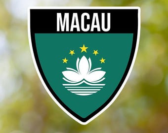 Macau Sticker Shield Waterproof for Laptop, Car, Book, Water Bottle, Helmet, Toolbox