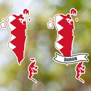 Bahrain Sticker Country Shaped Waterproof for Laptop, Car, Book, Water Bottle, Helmet, Toolbox