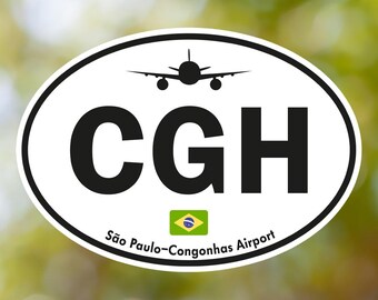 Adesivo oval vintage do Aeroporto CGH São Paulo-Congonhas, à prova d'água, para malas, carros, livros e garrafas de água.