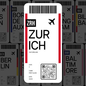 ZRH Zurich Airport Sticker, Switzerland Luggage Sticker, Suitcase Sticker for Travel