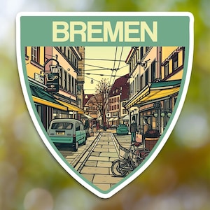Bremen Sticker, City Sticker Vinyl Decal, for Laptop Car, Book, Water Bottle, Helmet, Travel Bag, ...