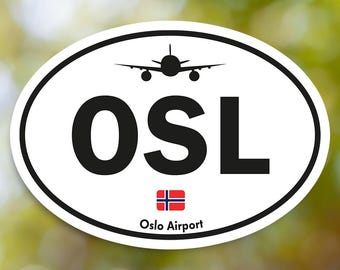 Adesivo OSL Aeroporto de Oslo Oval Vintage, Adesivo de Bagagem do Aeroporto da Noruega à Prova D'água para Mala, Carro, Livro, Garrafa de Água, Capacete, Caixa de Ferramentas