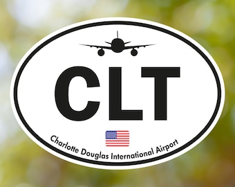 Naklejka Charlotte Oval Vintage, USA Airport Luggage Sticker wodoodporna na walizkę, samochód, książkę, butelkę z wodą, kask, skrzynkę narzędziową