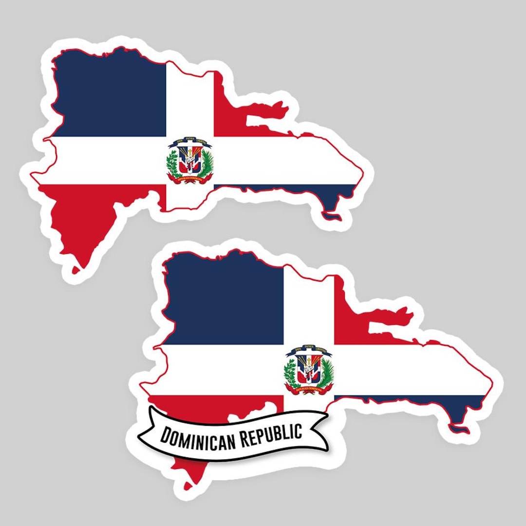 Dominican Republic Flag Shape Sticker - 3" Vinyl Decal For Cars & Laptops