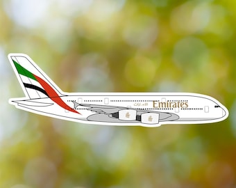 Airbus A380 Sticker, Emirates Airplane Sticker Waterproof for Suitcase, Car, Book, Water Bottle, Helmet, Toolbox