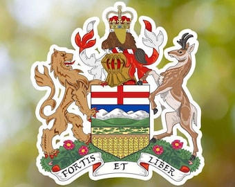 Sticker wapenschild Canada Alberta, vinyl decal, voor laptopauto, boek, bidon, helm, reistas, ...