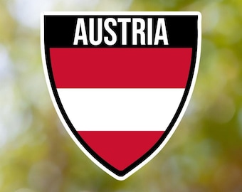 Österreich Aufkleber Shield wasserfest für Laptop, Auto, Buch, Flasche, Helm, Werkzeugkasten