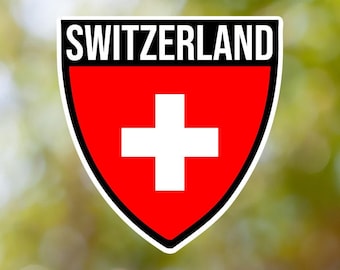 Switzerland Sticker Shield Waterproof for Laptop, Car, Book, Water Bottle, Helmet, Toolbox
