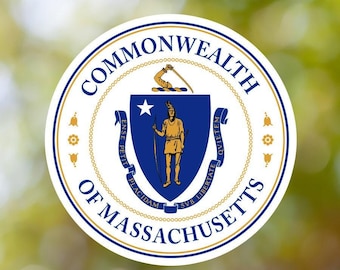 Massachusetts Sticker State Seal made with Vinyl, Decal for Book, Laptop, Car, Water Bottle, Helmet, Toolbox, ...
