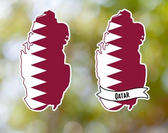 Qatar Sticker Country Shaped Waterproof for Laptop, Car, Book, Water Bottle, Helmet, Toolbox
