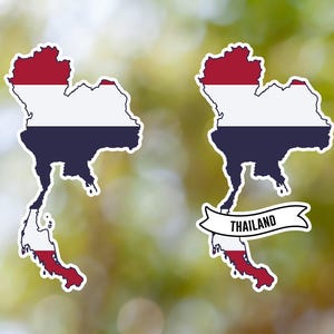 Thailand Sticker Country Shaped Waterproof for Laptop, Car, Book, Water Bottle, Helmet, Toolbox