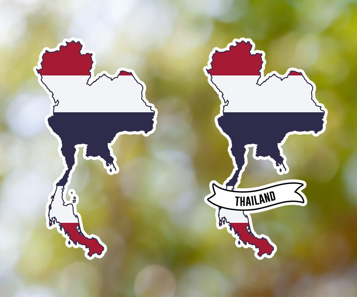 Thailand Sticker Country Shaped Waterproof for Laptop, Car, Book, Water Bottle, Helmet, Toolbox