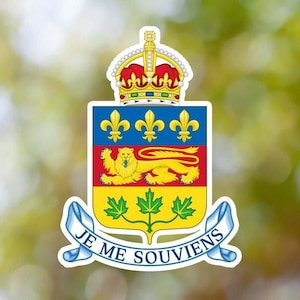 Canada Quebec Coat of Arms Sticker, Vinyl Decal, for Laptop Car, Book, Water Bottle, Helmet, Travel Bag, ...