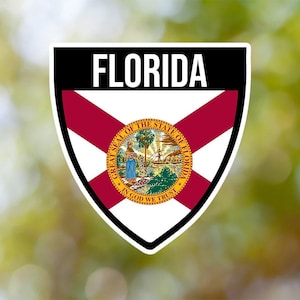 Adesivo Florida Shield impermeabile per laptop, auto, libro, bottiglia d'acqua, casco, cassetta degli attrezzi