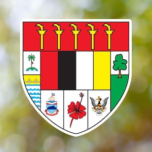 Malaysia Coat of Arms Sticker, Vinyl Decal, for Laptop Car, Book, Water Bottle, Helmet, Travel Bag, ...