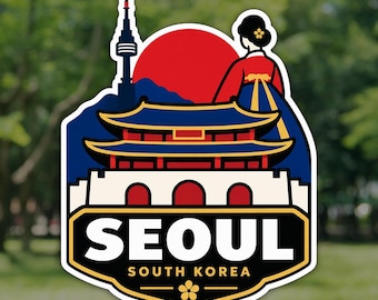 Seoul Sticker, Gwanghwamun Gate South Korea Travel Decal, Waterproof Vinyl Laptop and Water Bottle Sticker, Souvenir Gift for Travelers