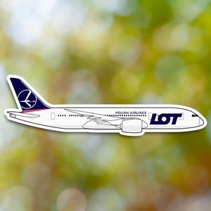 Boeing 787 Sticker, LOT Polish Airlines Airplane Sticker Waterproof for Suitcase, Car, Book, Water Bottle, Helmet, Toolbox