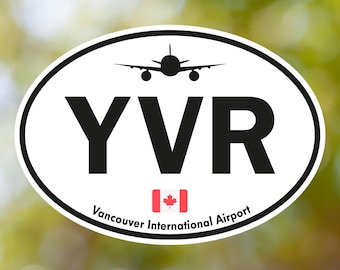 Adesivo oval vintage para bagagem do aeroporto internacional de Vancouver YVR, à prova d'água, para mala, carro, livro