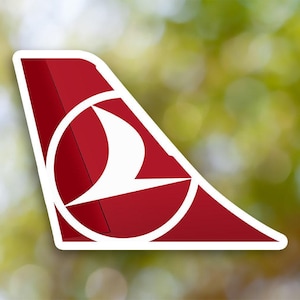 Turkish Airlines Sticker, Tailplane Sticker Waterproof for Suitcase, Car, Book, Water Bottle, Helmet, Toolbox