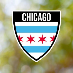 Adesivo Chicago Shield impermeabile per laptop, auto, libro, bottiglia d'acqua, casco, cassetta degli attrezzi