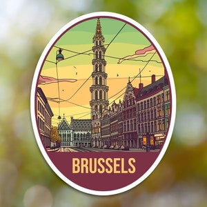 Brussels Sticker, City Sticker Vinyl Decal, for Laptop Car, Book, Water Bottle, Helmet, Travel Bag, ...