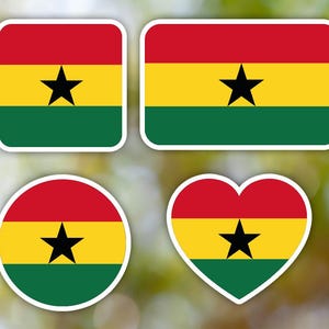 Ghana Sticker Geometric for Laptop, Car, Book, Water Bottle, Helmet, Toolbox [Multiple Shapes]