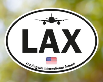 Los-Angeles Sticker Oval Vintage, USA Airport Luggage Sticker Waterproof for Suitcase, Car, Book, Water Bottle, Helmet, Toolbox