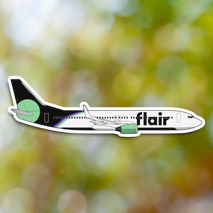 Boeing 737 Sticker, Flair Airlines Airplane Sticker Waterproof for Suitcase, Car, Book, Water Bottle, Helmet, Toolbox