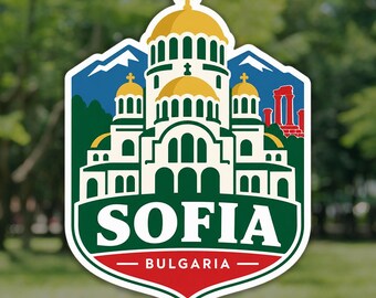 Sofia Sticker, Alexander Nevsky Bulgaria Travel Decal, Waterproof Vinyl Laptop and Water Bottle Sticker, Souvenir Gift for Travelers