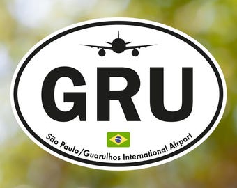 Adesivo Oval Vintage para Aeroporto GRU São Paulo, Adesivo à Prova D'água para Bagagem de Aeroporto do Brasil, para Mala, Carro, Livro, Garrafa de Água, Capacete, Caixa de Ferramentas