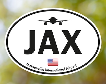 Jacksonville sticker ovaal vintage, USA luchthaven bagage sticker waterdicht voor koffer, auto, boek, waterfles, helm, gereedschapskist