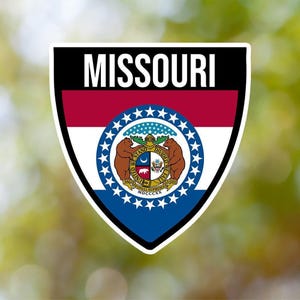 Missouri Aufkleber Shield wasserdicht für Laptop, Auto, Buch, Wasserflasche, Helm, Werkzeugkasten