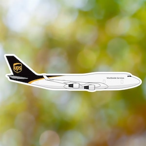 Boeing 747 Aufkleber, UPS Flugzeug Sticker, wasserfest für Koffer, Auto, Buch, Wasserflasche, Helm, Werkzeugbox