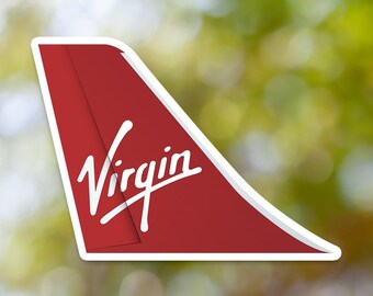 Virgin Atlantic Sticker, Tailplane Sticker Waterproof for Suitcase, Car, Book, Water Bottle, Helmet, Toolbox