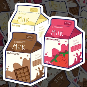Cute Milk Box Stickers, Vinyl Decal, for Laptop Car, Book, Water Bottle, Helmet, Travel Bag, ...