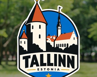 Tallinn Sticker, Old Town Estonia Travel Decal, Waterproof Vinyl Laptop and Water Bottle Sticker, Souvenir Gift for Travelers