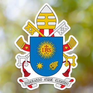 Adesivo con lo stemma di Francesco, decalcomania in vinile con lo stemma papale, per computer portatile, auto, libro, borraccia, casco, borsa da viaggio, ...