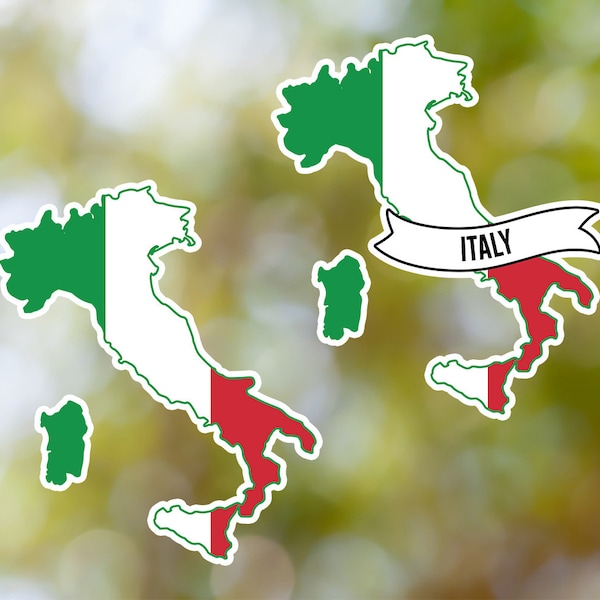 Italy Sticker Country Shaped Waterproof for Laptop, Car, Book, Water Bottle, Helmet, Toolbox