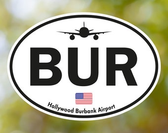 Pegatina ovalada vintage de Burbank, California, para equipaje de aeropuerto de EE. UU., resistente al agua, para maletas, coches, libros, botellas de agua, cascos y cajas de herramientas