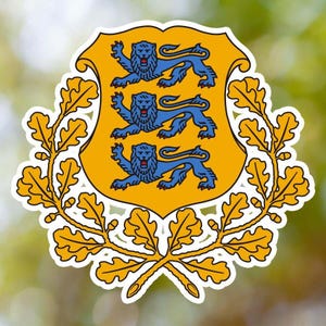 Estonia Coat of Arms Sticker, Vinyl Decal, for Laptop Car, Book, Water Bottle, Helmet, Travel Bag, ...