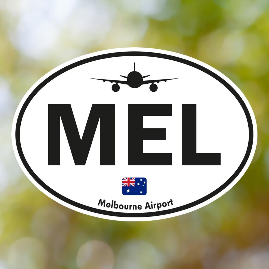 MEL Melbourne Sticker Oval Vintage, Australia Airport Luggage Sticker ...