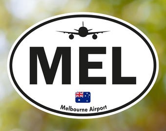Adesivo oval vintage MEL Melbourne, adesivo à prova d'água para bagagem de aeroporto australiano, para mala, carro, livro, garrafa de água, capacete, caixa de ferramentas