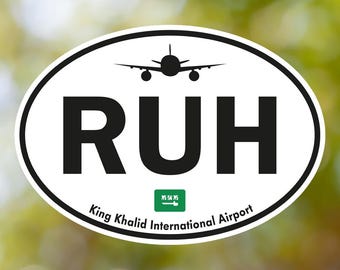 Adesivo oval vintage para bagagem do aeroporto internacional King Khalid da RUH, adesivo à prova d'água para mala, carro e livro
