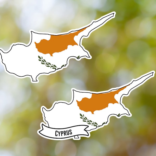 Cyprus Sticker Country Shaped Waterproof for Laptop, Car, Book, Water Bottle, Helmet, Toolbox