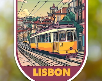 Lisbon Sticker, City Sticker Vinyl Decal, for Laptop Car, Book, Water Bottle, Helmet, Travel Bag, ...