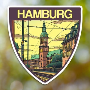 Hamburg sticker, stadssticker vinyl sticker, voor laptop auto, boek, bidon, helm, reistas, ...
